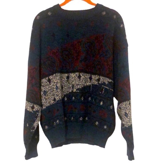 VINTAGE BUGLE BOY CO MENS ACRYLIC KNIT SWEATER MULTICOLORED SIZE LARGE